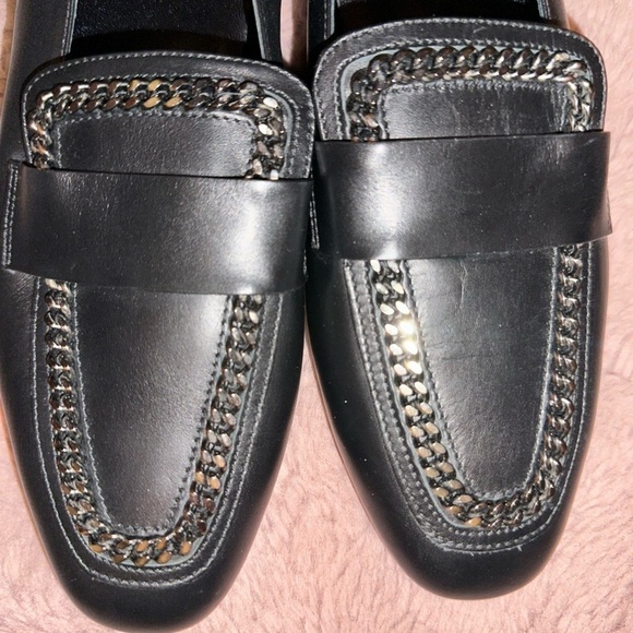 NWOT Aquatalia Black Ronda Chain Leather Loafer Flats 8 office goth preppy - Picture 4 of 10